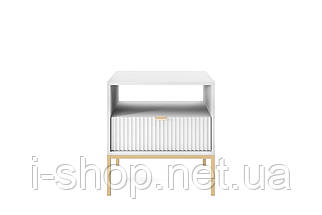 Тумба приліжкова Perfect Home Нова / Nova з 1 шухлядою і золотими ніжками S54 Білий (PFH-091261), фото 2