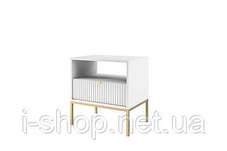 Тумба приліжкова Perfect Home Нова / Nova з 1 шухлядою і золотими ніжками S54 Білий (PFH-091261), фото 4