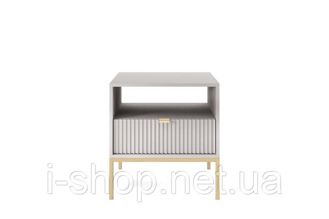 Тумба приліжкова Perfect Home Нова / Nova з 1 шухлядою і золотими ніжками S54 Сірий (PFH-091257), фото 2