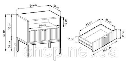 Тумба приліжкова Perfect Home Нова / Nova з 1 шухлядою і золотими ніжками S54 Сірий (PFH-091257), фото 3