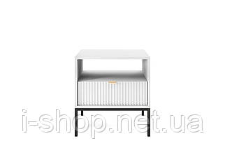 Тумба приліжкова Perfect Home Нова / Nova з 1 шухлядою і чорними ніжками S54 Білий (PFH-091260), фото 2
