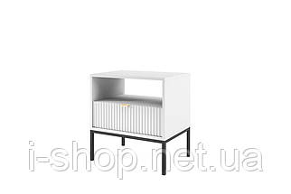 Тумба приліжкова Perfect Home Нова / Nova з 1 шухлядою і чорними ніжками S54 Білий (PFH-091260), фото 4