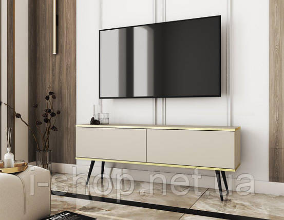 Тумба під телевізор Perfect Home Оро / Oro 2-дверна з чорними ніжками RTV135 Бежевий (PFH-091326), фото 1