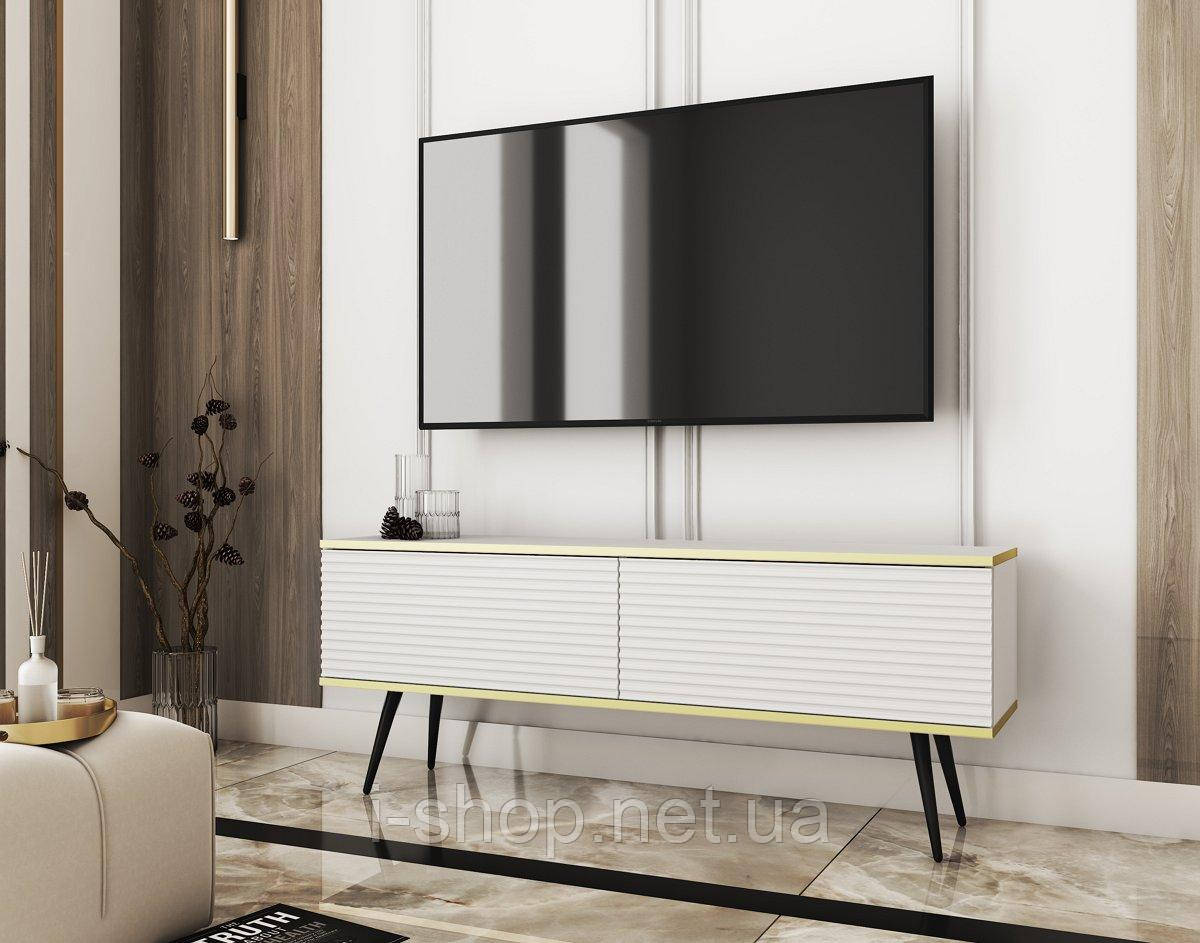 Тумба під телевізор Perfect Home Оро / Oro 2-дверна з чорними ніжками RTV135 MDF Білий (PFH-091333)