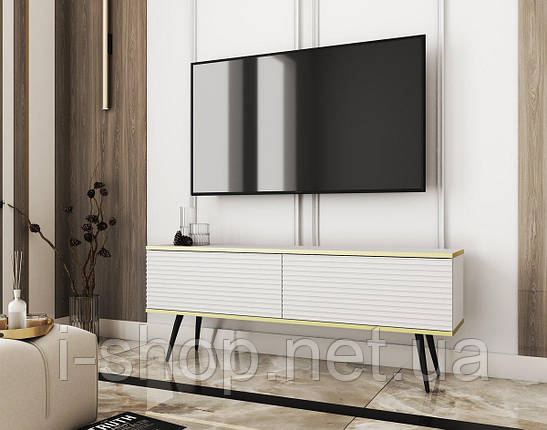 Тумба під телевізор Perfect Home Оро / Oro 2-дверна з чорними ніжками RTV135 MDF Білий (PFH-091333), фото 1
