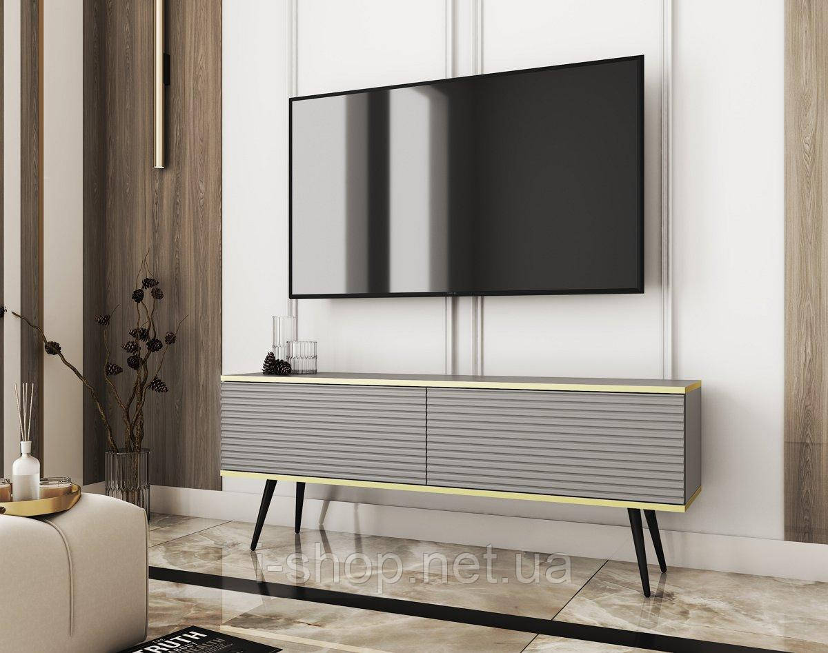 Тумба під телевізор Perfect Home Оро / Oro 2-дверна з чорними ніжками RTV135 MDF Сірий (PFH-091334)