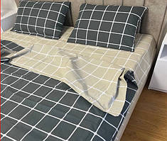 Постільна білизна бязь Клітинка бежево-чорний