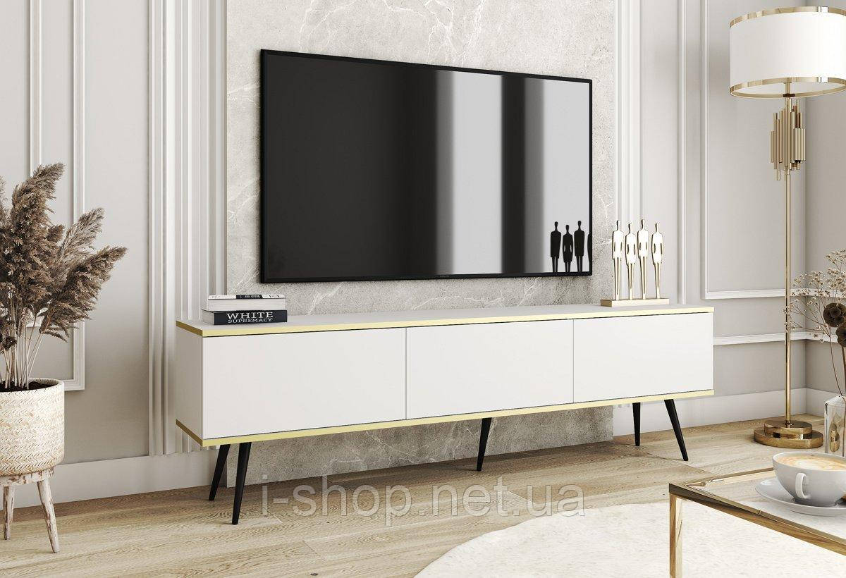 Тумба під телевізор Perfect Home Оро / Oro 3-дверна з чорними ніжками RTV175 Білий (PFH-091336)