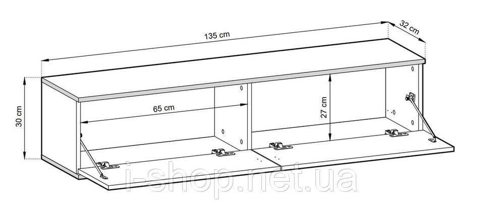 Тумба під телевізор навісна Perfect Home Оро / Oro 2-дверна RTV135 MDF Білий (PFH-091354), фото 2