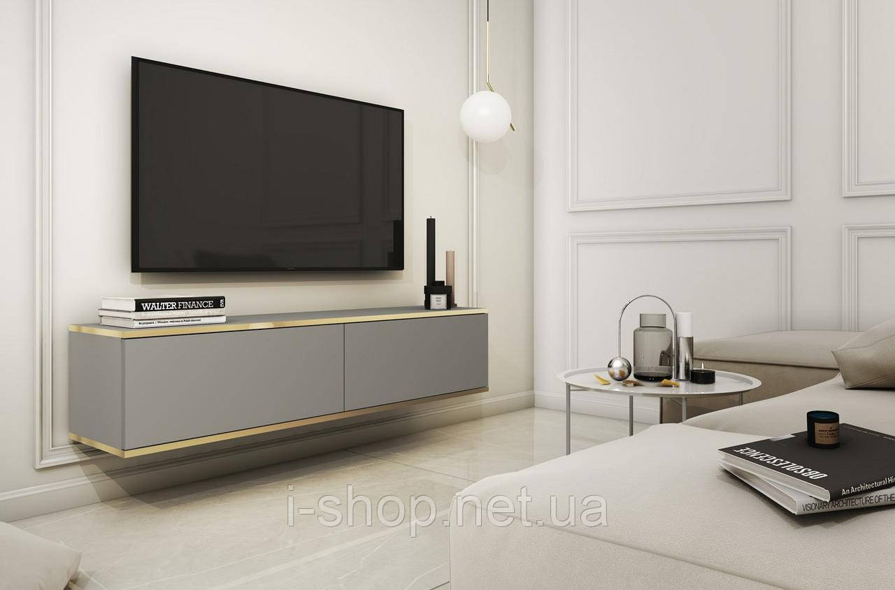 Тумба під телевізор навісна Perfect Home Оро / Oro 2-дверна RTV135 Сірий (PFH-091350)