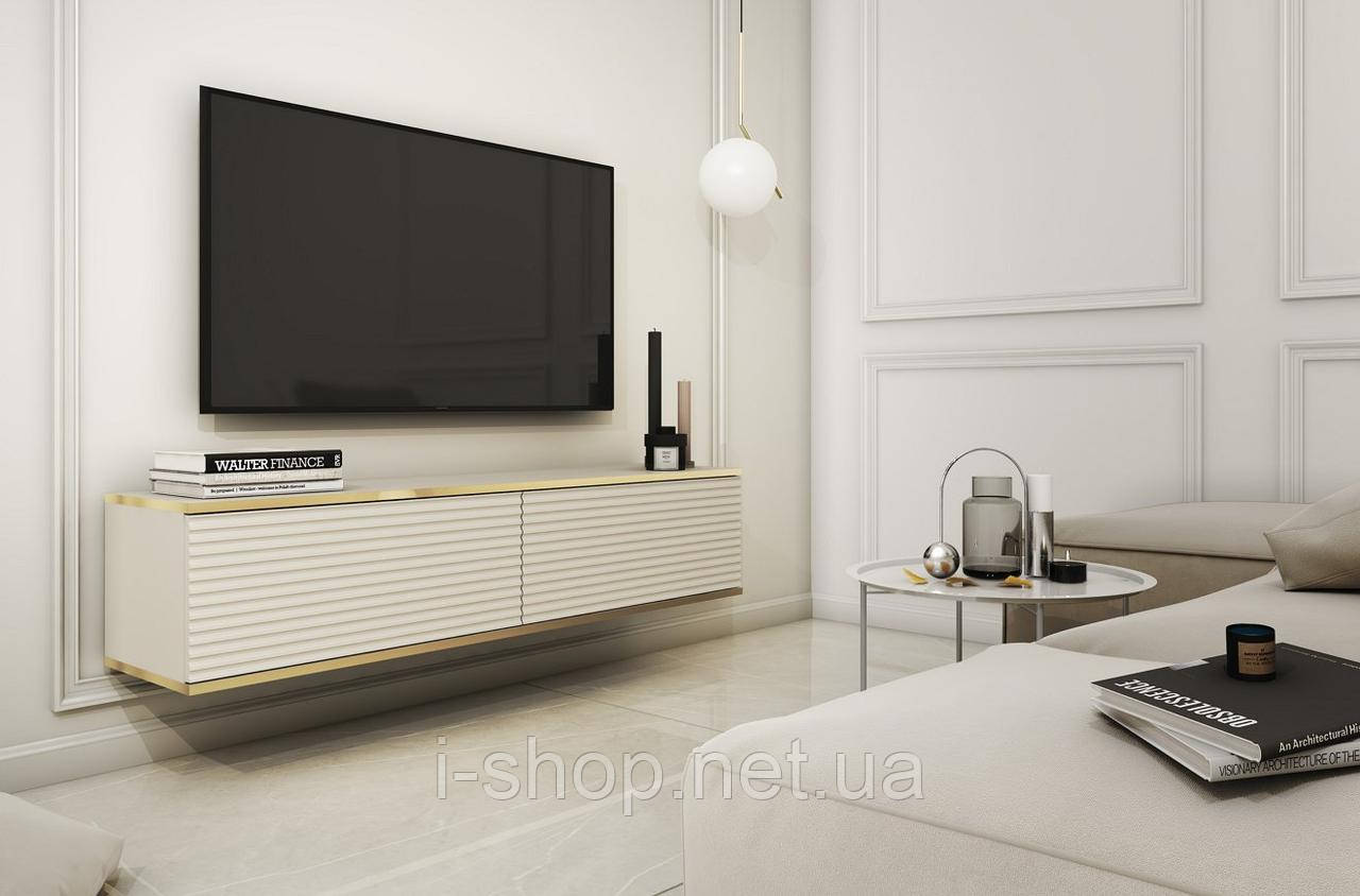 Тумба під телевізор навісна Perfect Home Оро / Oro 2-дверна RTV135 MDF Бежевий (PFH-091356)