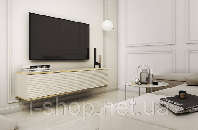 Тумба під телевізор навісна Perfect Home Оро / Oro 2-дверна RTV135 MDF Бежевий (PFH-091356), фото 1