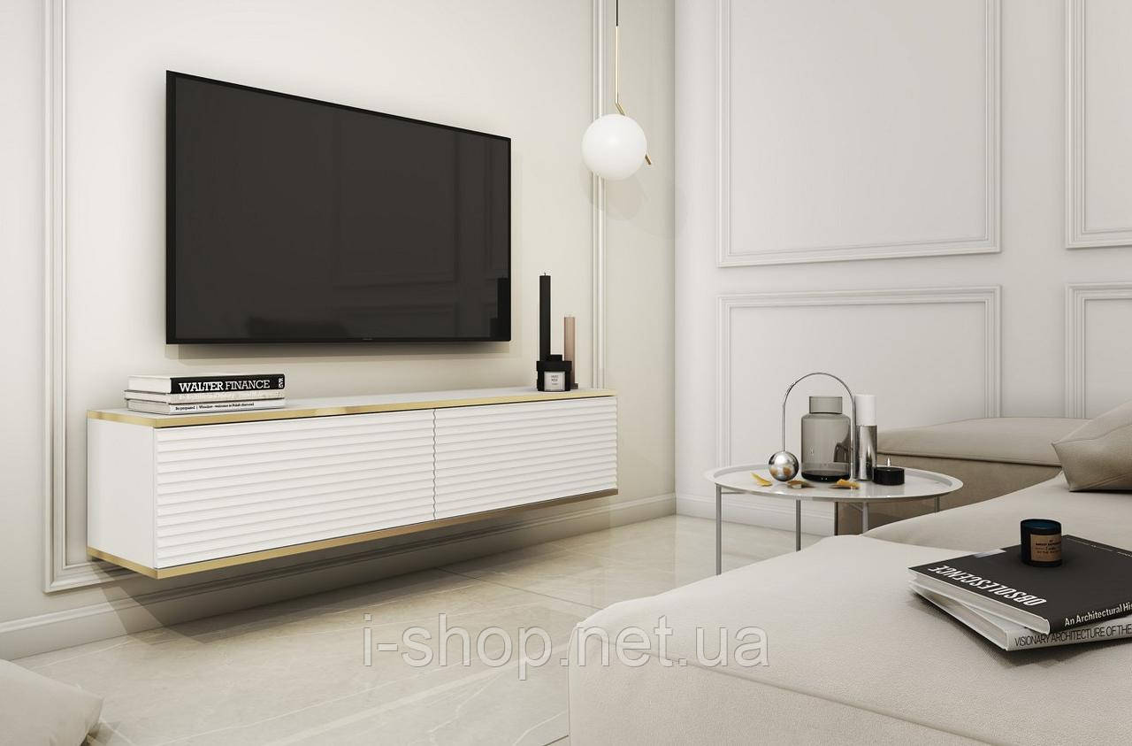 Тумба під телевізор навісна Perfect Home Оро / Oro 2-дверна RTV135 MDF Білий (PFH-091354)