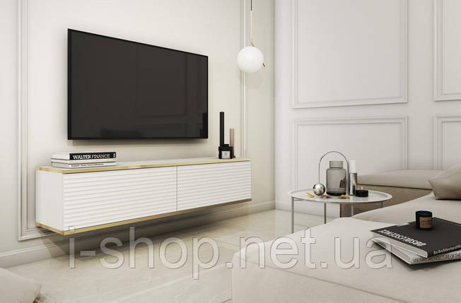 Тумба під телевізор навісна Perfect Home Оро / Oro 2-дверна RTV135 MDF Білий (PFH-091354), фото 1