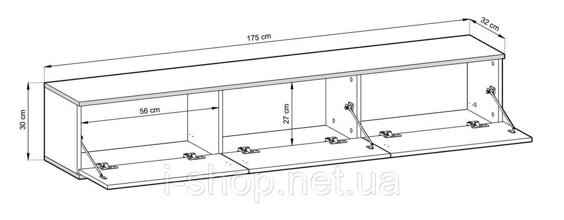 Тумба під телевізор навісна Perfect Home Оро / Oro 3-дверна RTV175 Бежевий (PFH-091361), фото 2