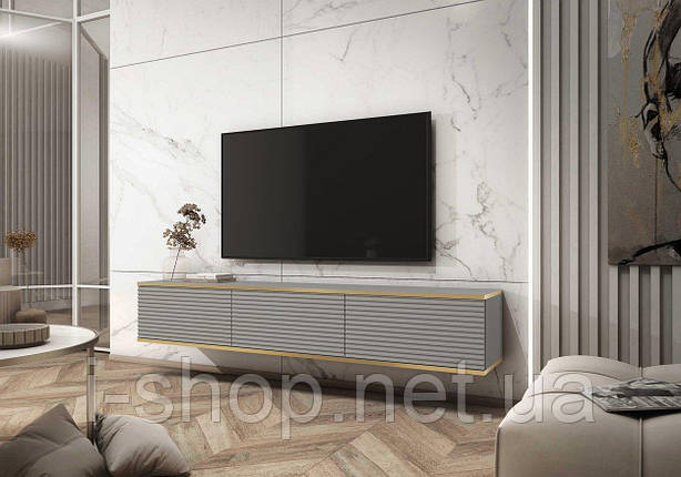 Тумба під телевізор навісна Perfect Home Оро / Oro 3-дверна RTV175 MDF Сірий (PFH-091365), фото 1
