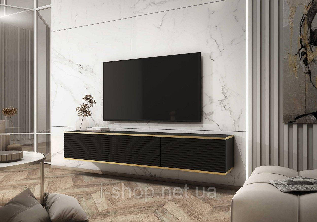 Тумба під телевізор навісна Perfect Home Оро / Oro 3-дверна RTV175 MDF Чорний (PFH-091367)