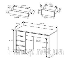 Стіл туалетний письмовий Perfect Home Ада / Ada 5S/120 з 5 шухлядами Антрацит (PFH-091308), фото 3