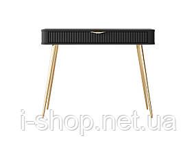 Стіл туалетний Perfect Home Ланте / Lante 1S/100 з 1 шухлядою і золотими ніжками Чорний (PFH-091196), фото 4