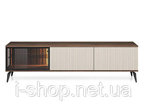 Тумба під ТВ з підсвіткою Вічі / Vici RTV180 3-дверна Горіх/кашемір Perfect Home Польща (PFH-091295), фото 4