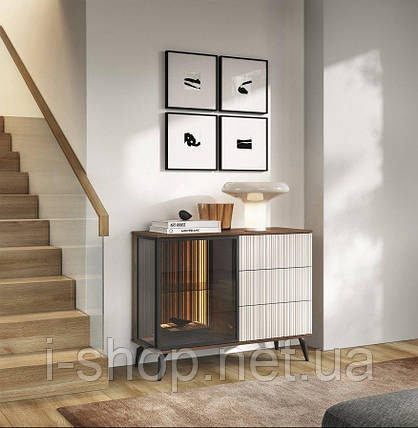 Комод з підсвіткою Вічі / Vici KSZ103 1-дверний з 3 шухлядами Горіх/кашемір Perfect Home Польща (PFH-091277), фото 1