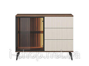 Комод з підсвіткою Вічі / Vici KSZ103 1-дверний з 3 шухлядами Горіх/кашемір Perfect Home Польща (PFH-091277), фото 3