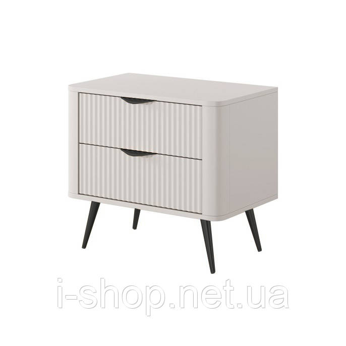 Тумба приліжкова Perfect Home Ланте / Lante з 2 шухлядами і чорними ніжками 2S Беж (PFH-091185)
