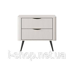 Тумба приліжкова Perfect Home Ланте / Lante з 2 шухлядами і чорними ніжками 2S Беж (PFH-091185), фото 4