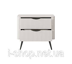 Тумба приліжкова Perfect Home Ланте / Lante з 2 шухлядами і чорними ніжками 2S Беж (PFH-091185), фото 5
