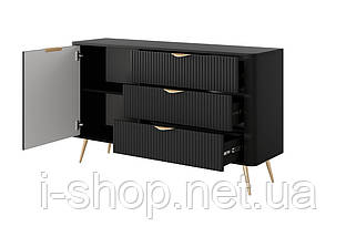 Комод Perfect Home Ланте / Lante 1-дверний з 3 шухлядами і золотими ніжками 1D3S/138 Чорний (PFH-091192), фото 2