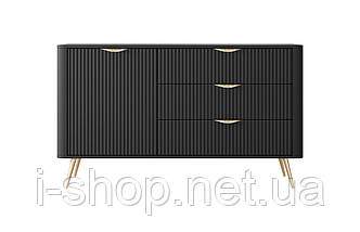 Комод Perfect Home Ланте / Lante 1-дверний з 3 шухлядами і золотими ніжками 1D3S/138 Чорний (PFH-091192), фото 5