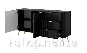 Комод Perfect Home Ланте / Lante 2-дверний з 3 шухлядами і золотими ніжками 2D3S/163 Чорний (PFH-091191), фото 2