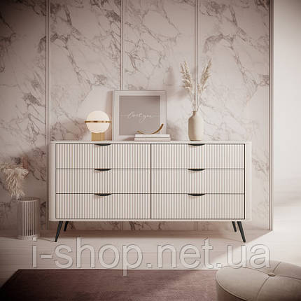 Комод Perfect Home Ланте / Lante з 6 шухлядами і чорними ніжками 6S/163 Беж (PFH-091174), фото 1