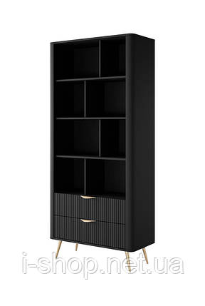 Стелаж Perfect Home Ланте / Lante 2S з 2 шухлядами і золотими ніжками Чорний (PFH-091189), фото 1