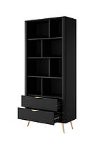 Стелаж Perfect Home Ланте / Lante 2S з 2 шухлядами і золотими ніжками Чорний (PFH-091189), фото 2