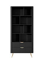 Стелаж Perfect Home Ланте / Lante 2S з 2 шухлядами і золотими ніжками Чорний (PFH-091189), фото 5