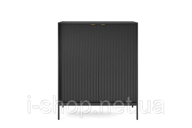 Комод високий Perfect Home Нова / Nova 2-дверний з чорними ніжками K104 Чорний (PFH-091238), фото 1