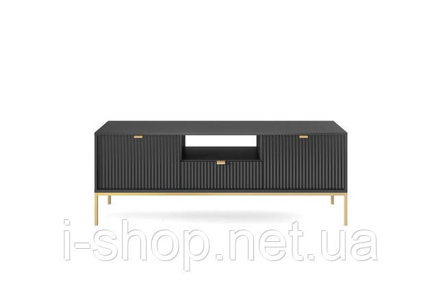 Тумба під телевізор Perfect Home Нова / Nova 2-дверна з 1 шухлядою і золотими ніжками RTV154 Чорний (PFH-091221), фото 1