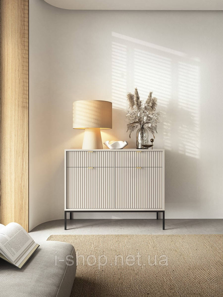 Комод Perfect Home Нова / Nova 2-дверний з 2 шухлядами і чорними ніжками KSZ104 Кашемір (PFH-091222)