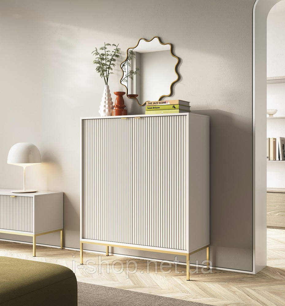 Комод високий Perfect Home Нова / Nova 2-дверний з золотими ніжками K104 Кашемір (PFH-091237)