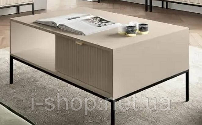 Стіл журнальний Perfect Home Нова / Nova з 2 шухлядами та чорними ніжками L104 Кашемір (PFH-091253), фото 1