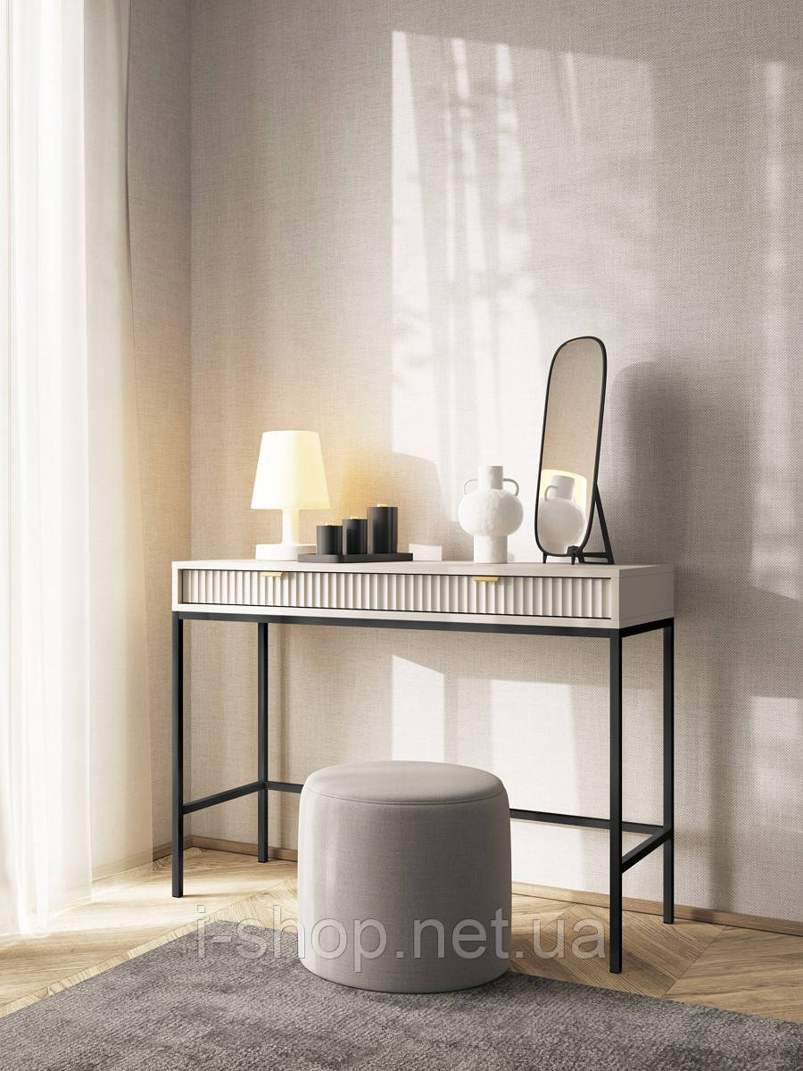 Стіл туалетний Perfect Home Нова / Nova з 2 шухлядами та чорними ніжками T104 Кашемір (PFH-091270)