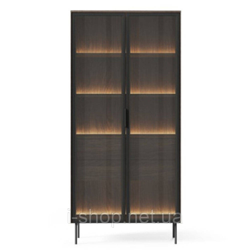 Вітрина висока з підсвіткою Perfect Home Лумі / Lumi 2D2S/91 2-дверна з 2 шухлядами Дуб дунін (PFH-091381)