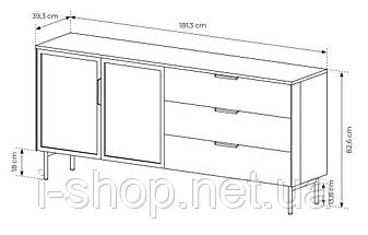 Комод з підсвіткою Perfect Home Лумі / Lumi 2D3S/181 2-дверний з 3 шухлядами Дуб дунін (PFH-091385), фото 3