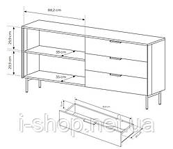 Комод з підсвіткою Perfect Home Лумі / Lumi 2D3S/181 2-дверний з 3 шухлядами Дуб дунін (PFH-091385), фото 4