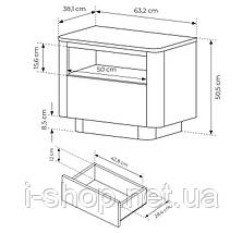 Тумба приліжкова Perfect Home Торро / Torro 1S/63 з 1 шухлядою Дуб кремона/чорний (PFH-091419), фото 3