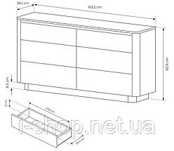 Комод Perfect Home Торро / Torro 6S/163 з 6 шухядами Дуб кремона/чорний (PFH-091416), фото 3