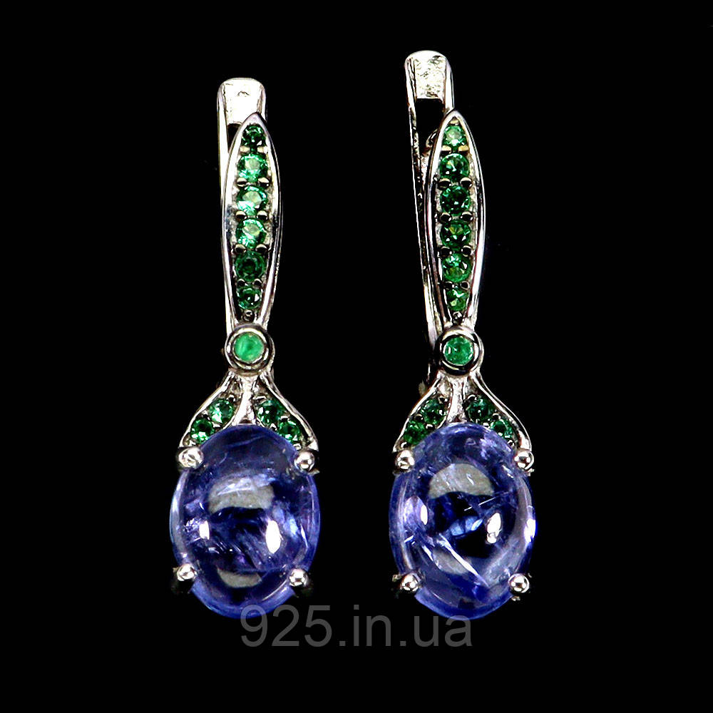 Сережки. Натуральний танзаніт. Срібло 925., фото 1