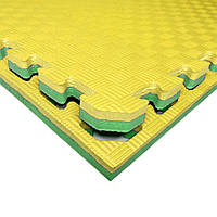 Мат татамі 30мм жовто-зелений  з бортиком, IZOLON EVA SPORT 100х100х3см