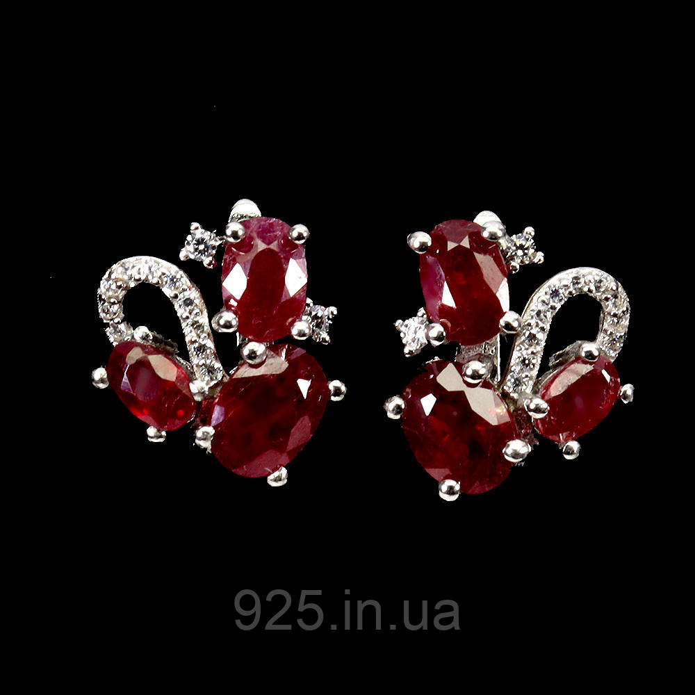 Сережки. Натуральний рубін. Срібло 925., фото 1